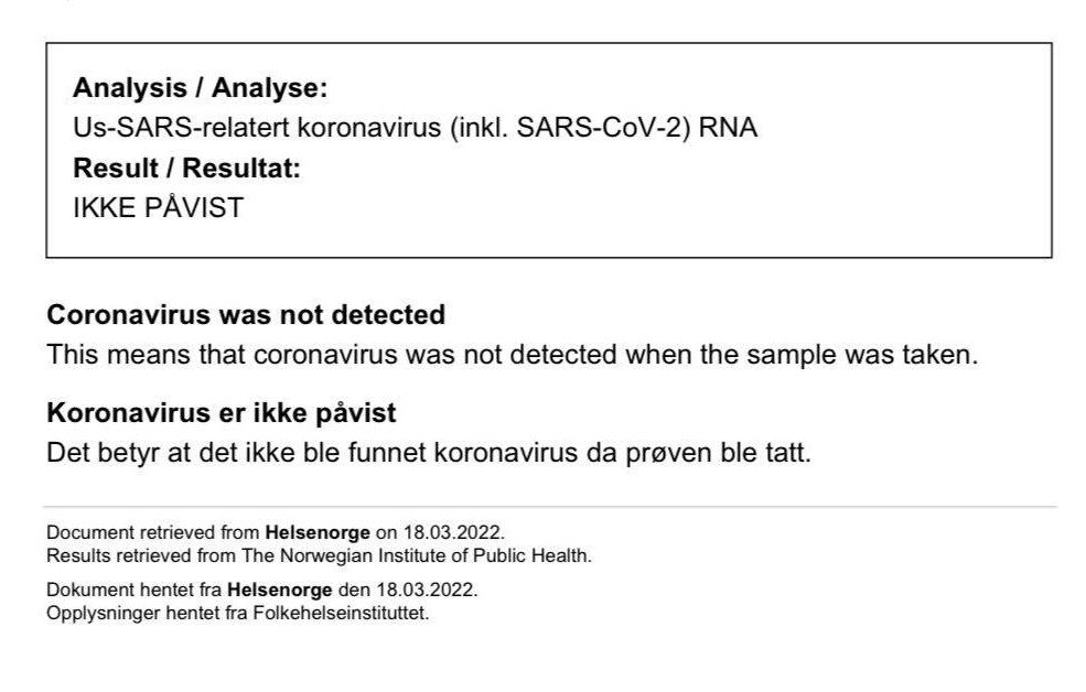Norsk PCR Test Ble Ikke Godkjent Par Risikerte Isolasjon Flysmart No